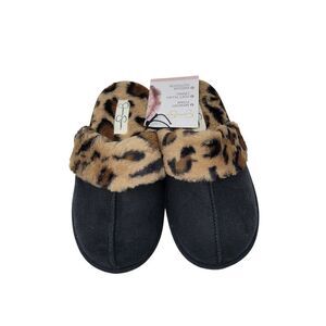 Jessica Simpson Leopard Print Memory Foam Slippers M (7-8) Womens Faux Fur